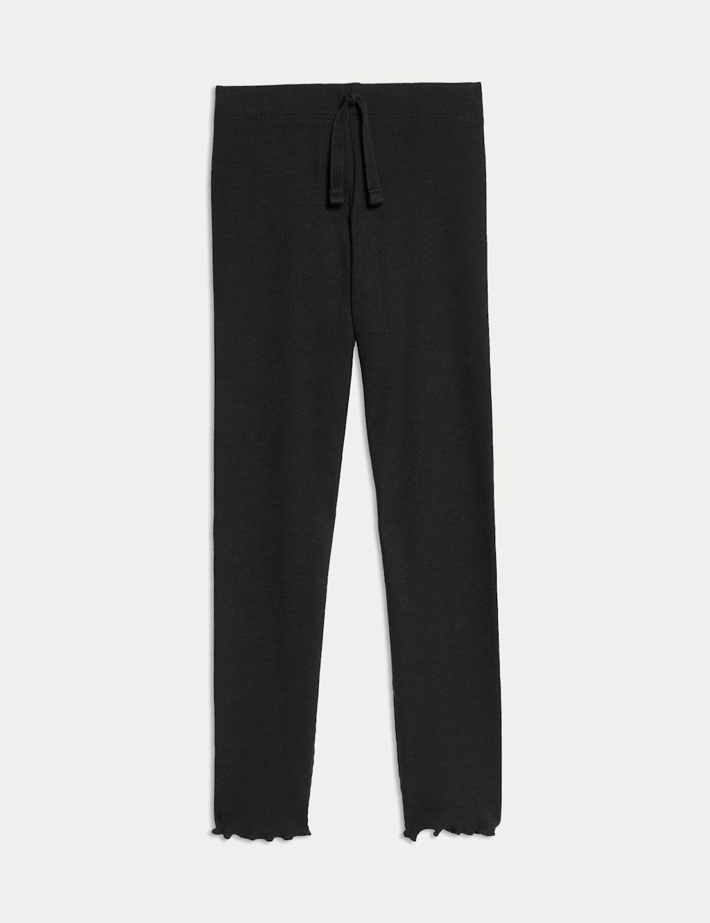 M&S Cotton Rich Ribbed Leggings (2-8 Yrs) - 2-3 Years - Black, Black