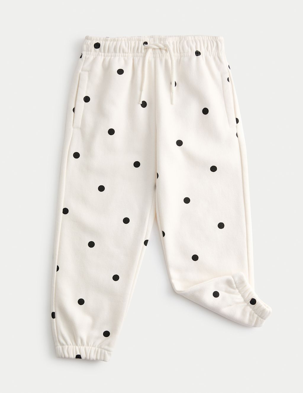 M&S Cotton Rich Polka Dot Joggers (2-8 Yrs) - 2-3 Y - Ecru Mix, Ecru Mix