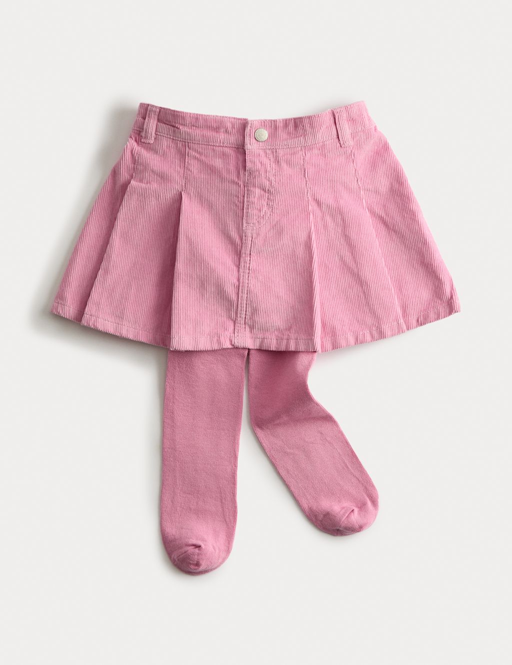 M&S Corduroy Pleated Skirt & Tights (2-8 Yrs) - 2-3 Y - Pink, Pink