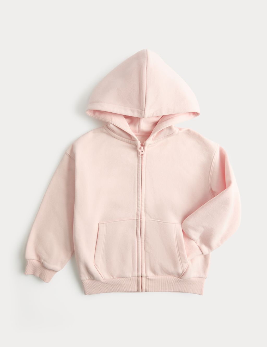 M&S Cotton Rich Zip Hoodie (2-8 Yrs) - 3-4 Years - Light Pink, Light Pink