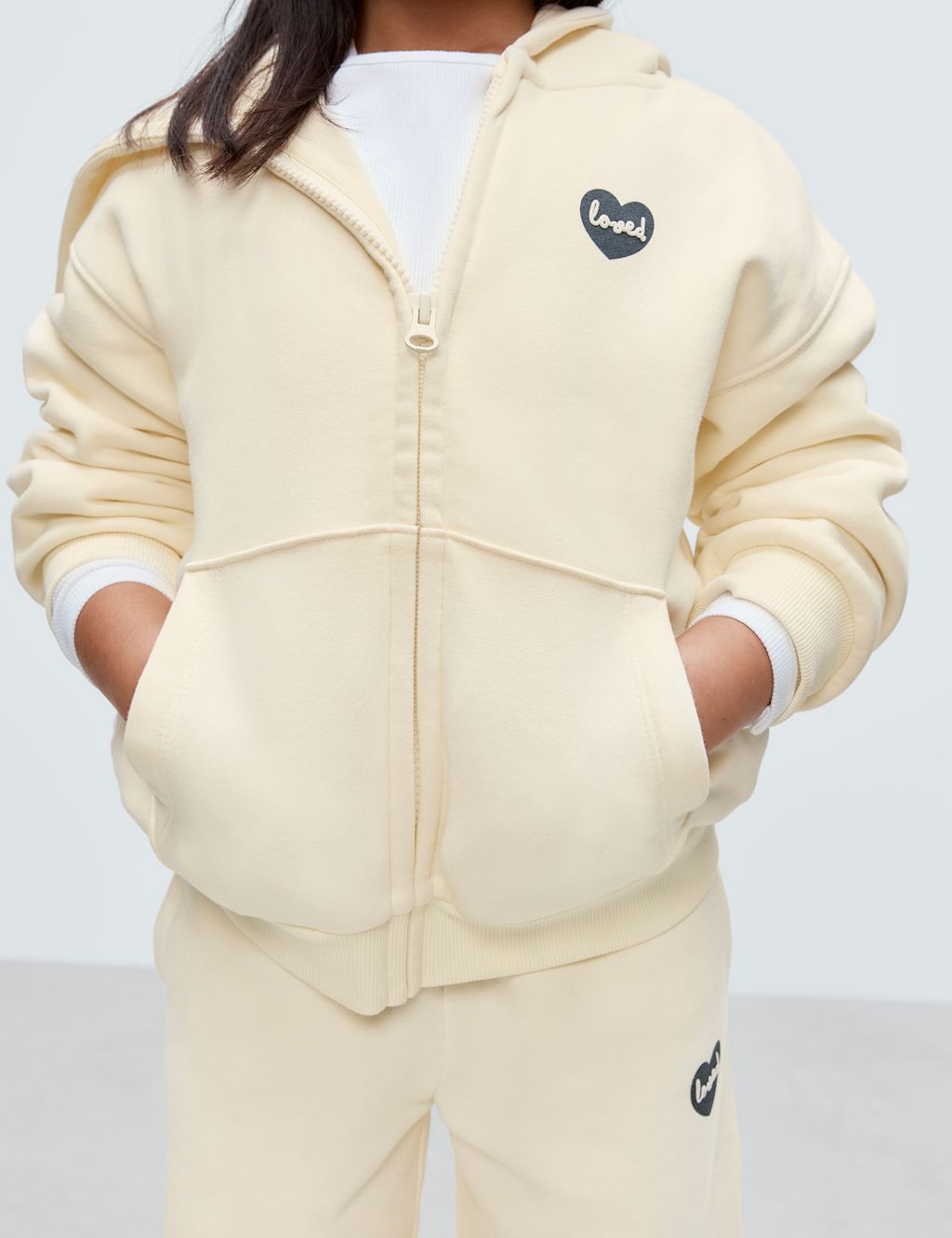 M&S Cotton Rich Loved Zip Through Hoodie (2-8 Yrs) - 7-8 Years - Yellow, Yellow