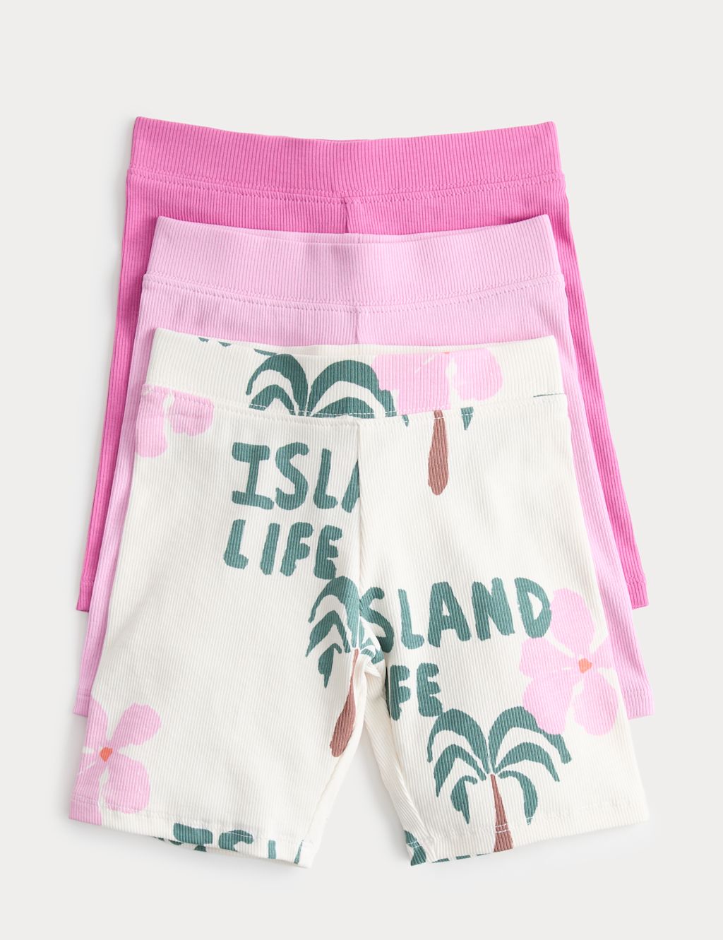 M&S 3 Pack Cotton Rich Palm Tree Cycling Shorts (2-8 Yrs) - 2-3 Years - Multi, Multi