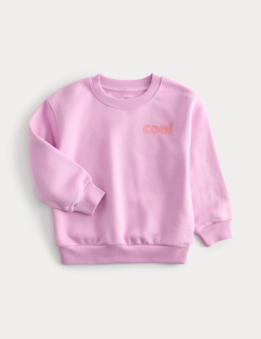 M&S Cotton Rich Cool Sweatshirt (2-8 Yrs) - 5-6 Years - Soft Magenta, Soft Magenta