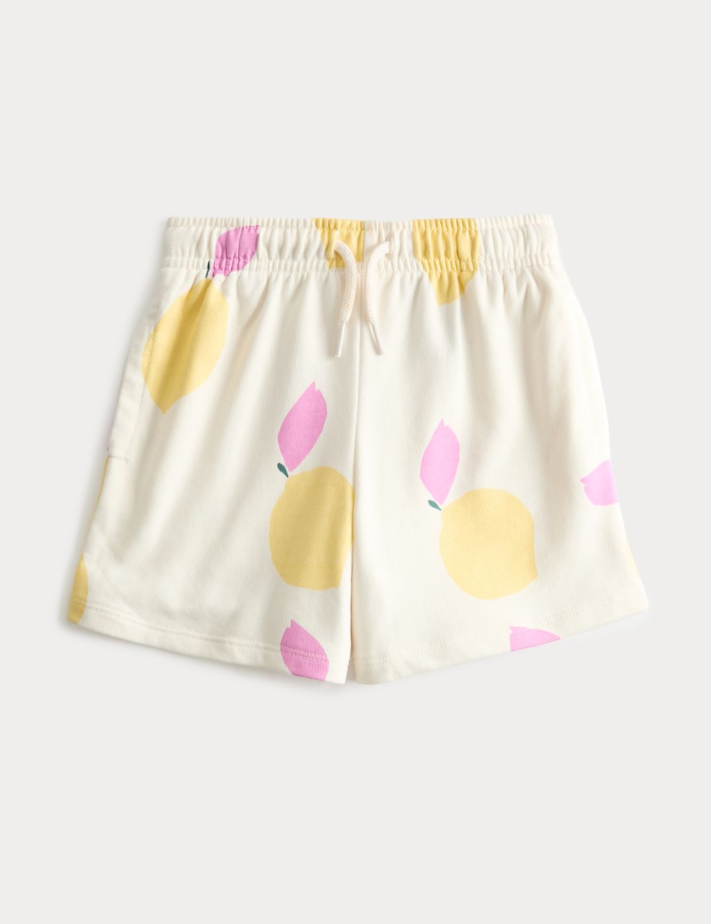 M&S Cotton Rich Lemon Print Runner Shorts (2-8 Yrs) - 2-3 Years - Ecru Mix, Ecru Mix