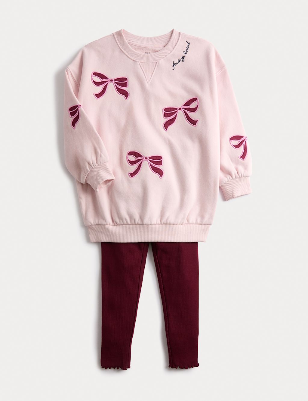 M&S 2pc Cotton Rich Leggings Outfit (1-8 Yrs) - 12-18 - Pink Mix, Pink Mix
