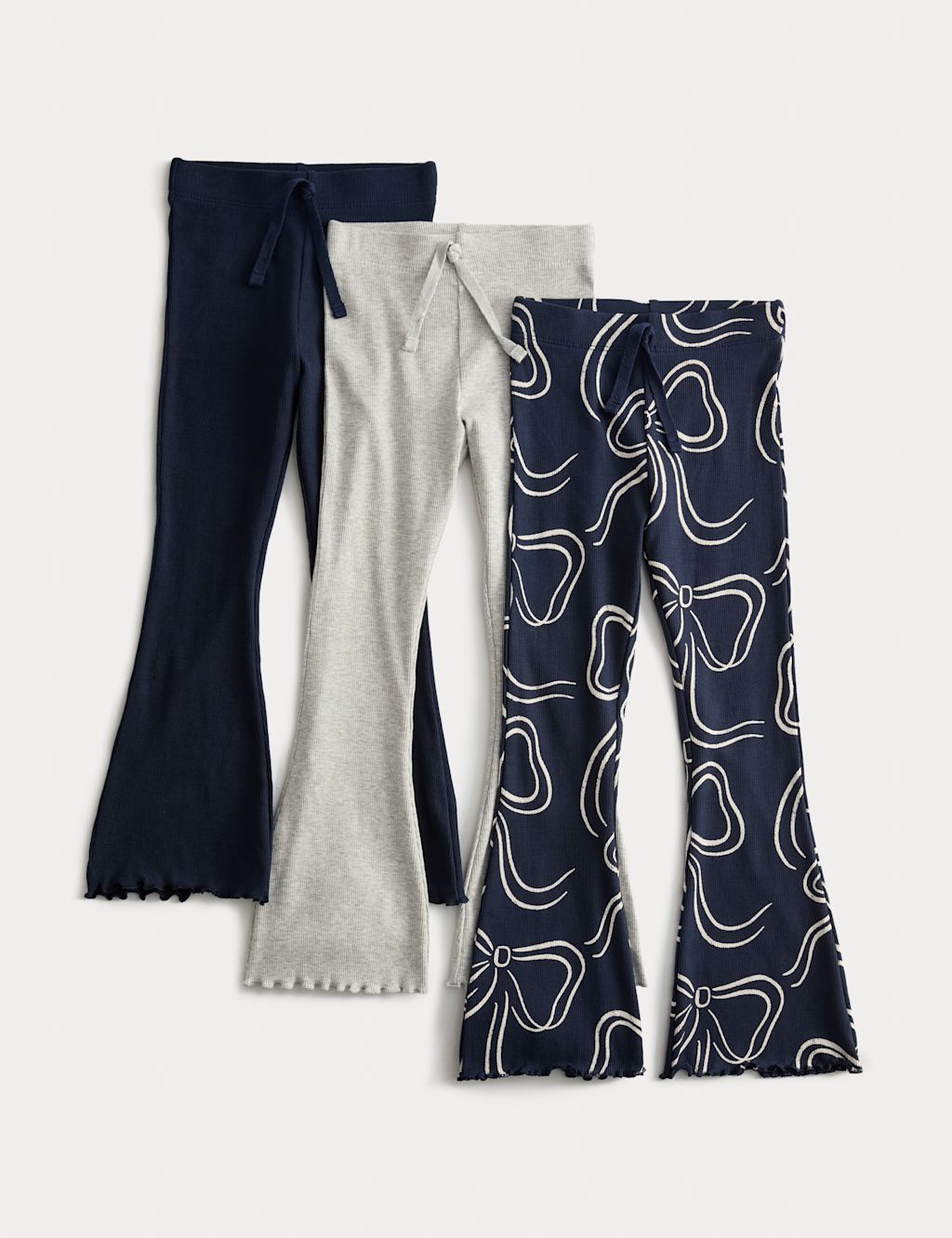 M&S 3pk Cotton Rich Flared Leggings (2-8 Yrs) - 2-3 Y - Navy Mix, Navy Mix