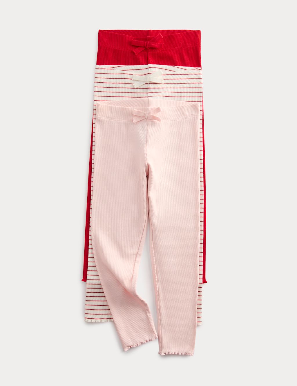 M&S 3 Pack Cotton Rich Seaside Leggings (2-8 Yrs) - 5-6 Years - Pale Pink, Pale Pink