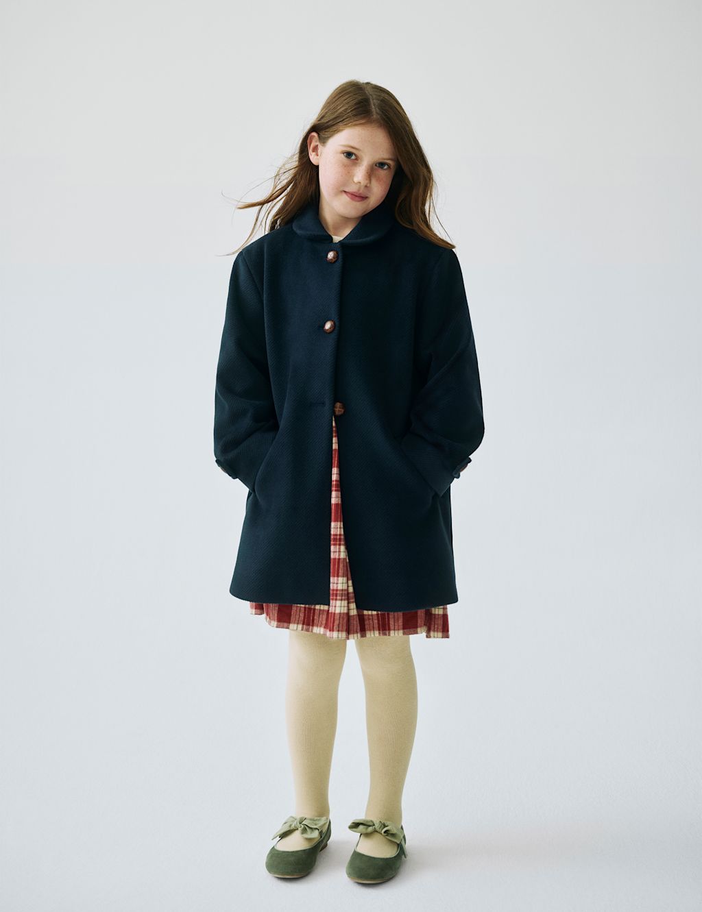 M&S x Binky Peter Pan Collar Pea Coat (1-10 Yrs) - 12-18 - Navy, Navy