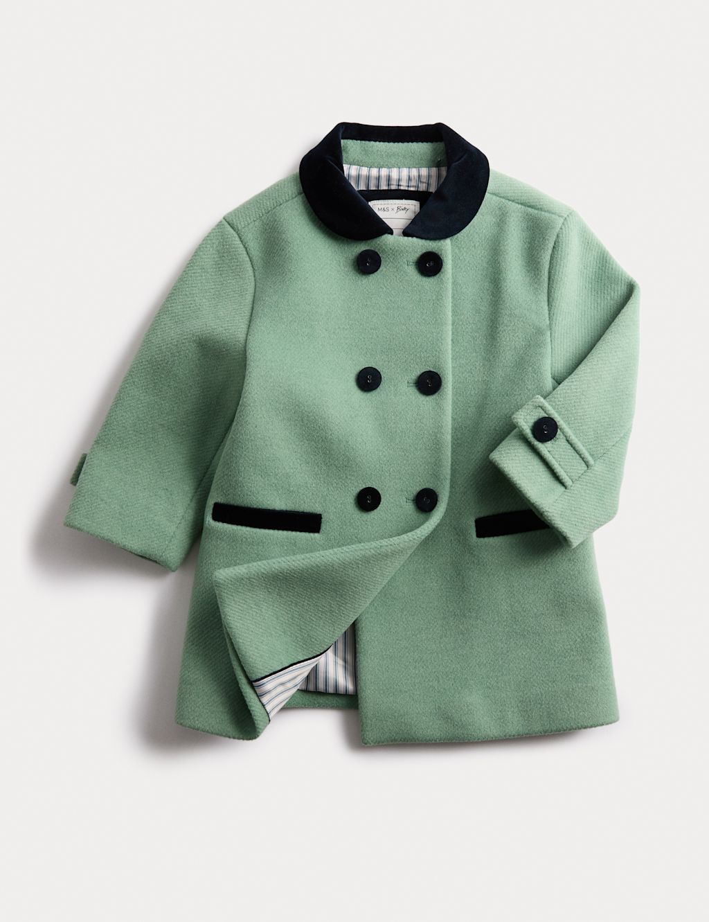 M&S x Binky Double Breasted Pea Coat (1-10 Yrs) - 18-24 - Green, Green