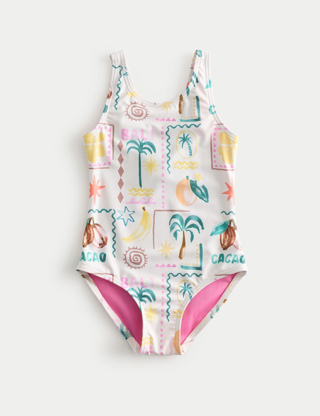 M&S Bali Print Swimsuit (2-8 Yrs) - 2-3 Years - Pink, Pink