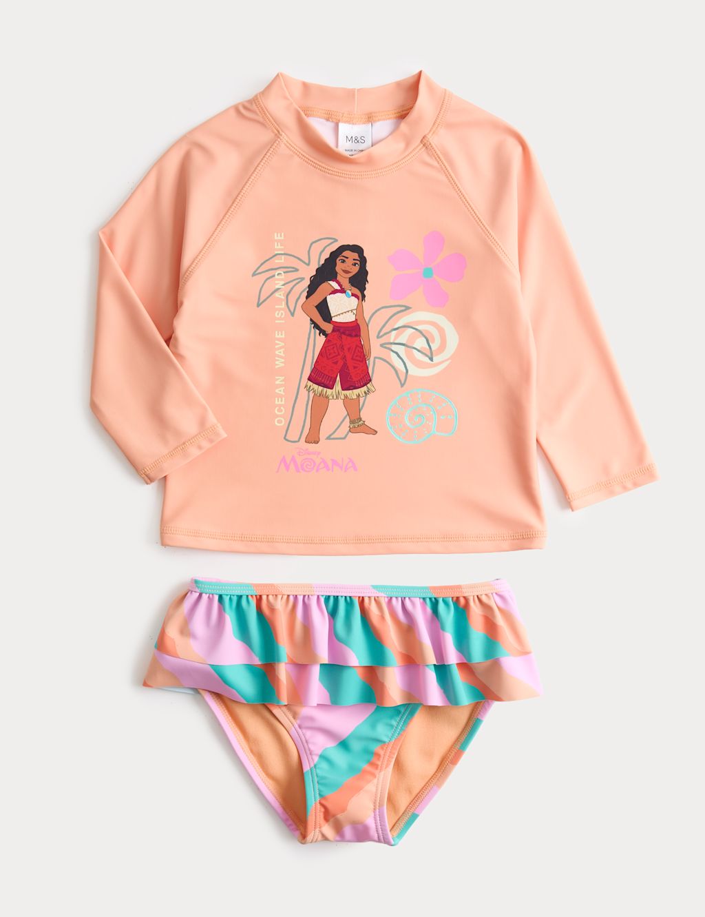 M&S 2 Piece Disney&trade; Moana&trade; Swim Set (2-8 Yrs) - 6-7 Years - Pink, Pink