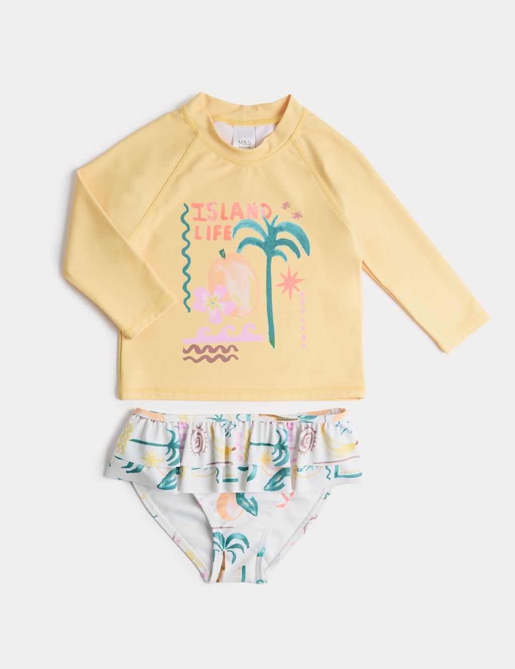 M&S 2 Piece Island Life Swim Set (2-8 Yrs) - 2-3 Years - Yellow Mix, Yellow Mix