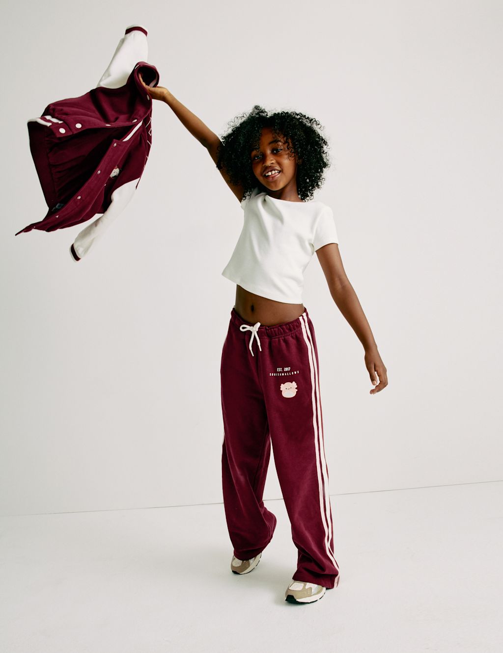 M&S Squishmallows™ Wide Leg Joggers (5-12 Yrs) - 5-6 Y - Claret, Claret