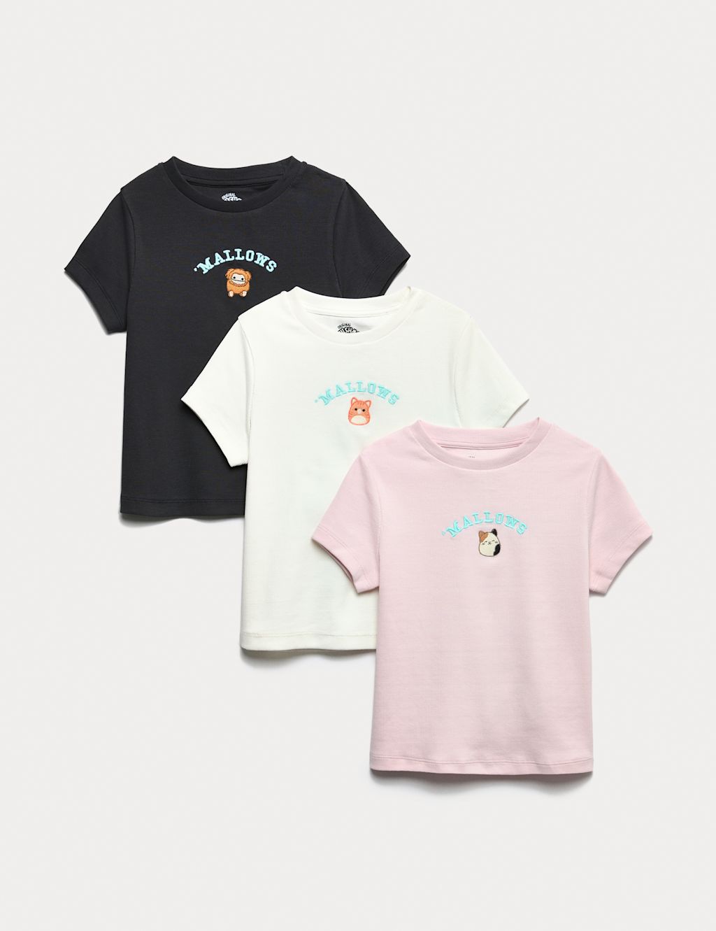 M&S 3pk Cotton Rich Squishmallows™ T-Shirts (5-12 Yrs) - 5-6 Y - Multi, Multi
