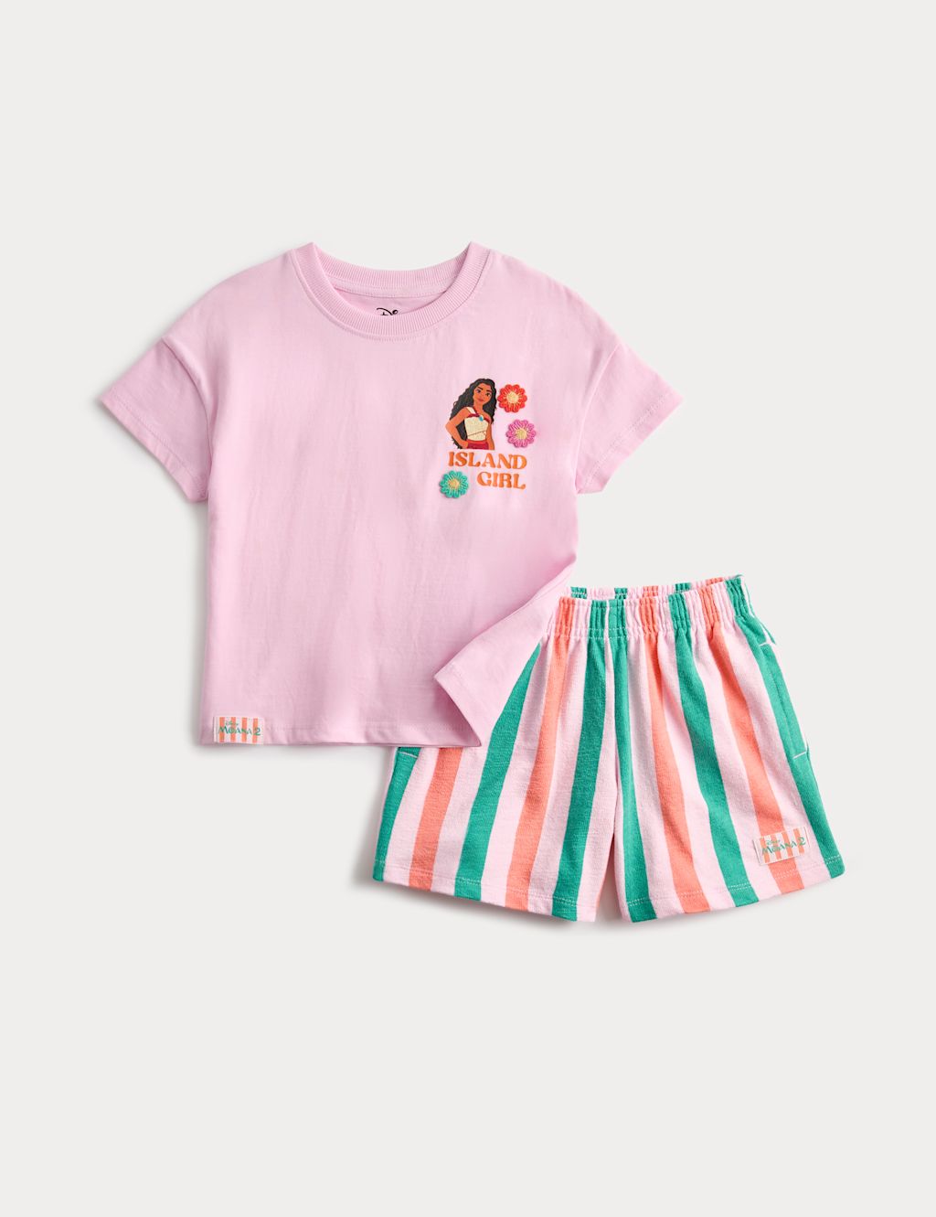 M&S 2 Piece Pure Cotton Moana&trade; Outfit (2-8 Yrs) - 2-3 Years - Pink, Pink