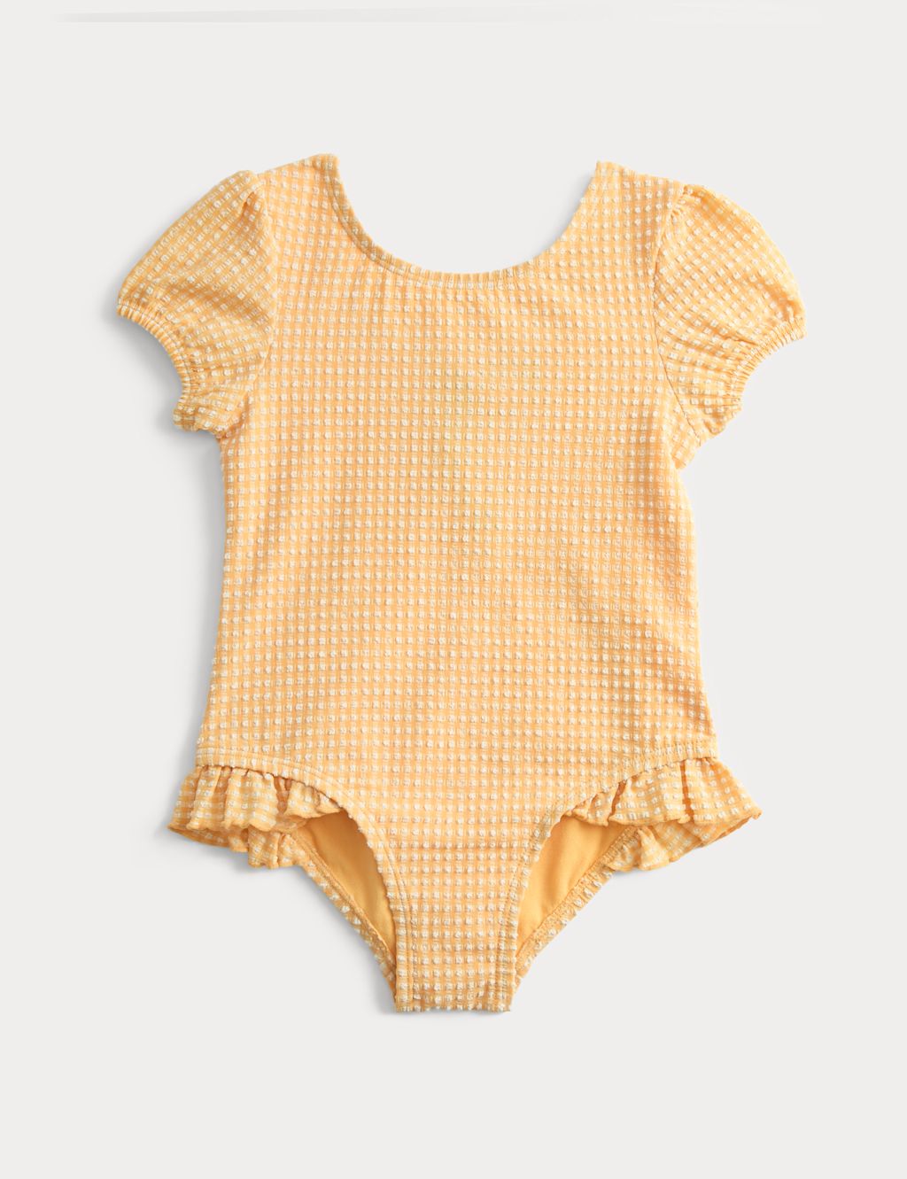M&S Gingham Swimsuit (2-8 Yrs) - 6-7 Years - Yellow, Yellow