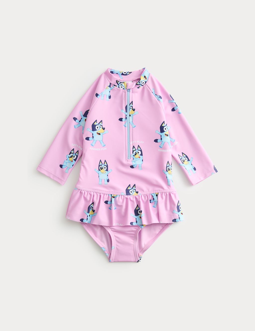 M&S Bluey&trade; Long Sleeve Swimsuit (2-8 Yrs) - 2-3 Years - Soft Magenta, Soft Magenta