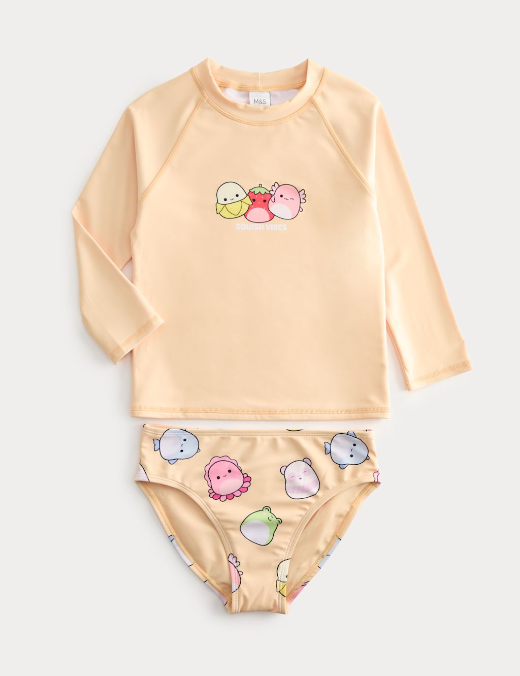 M&S 2 Piece Squishmallows Swim Set (5-10 Yrs) - 5-6 Years - Yellow, Yellow