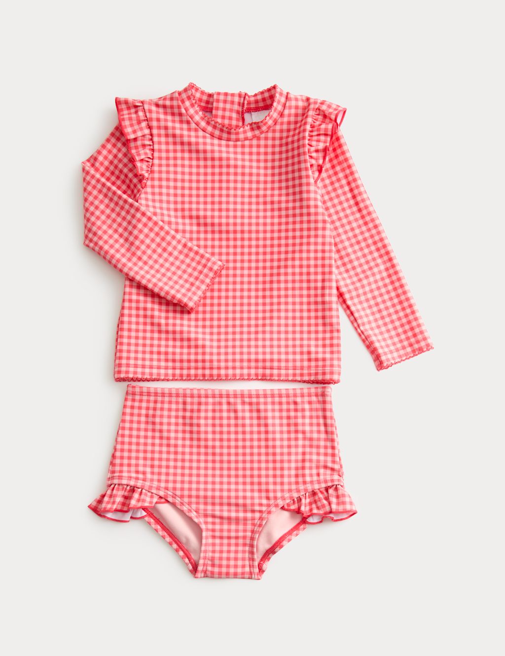 M&S 2pc Gingham Swim Set (0-3 Yrs) - 0-3 Months - Pink Mix, Pink Mix