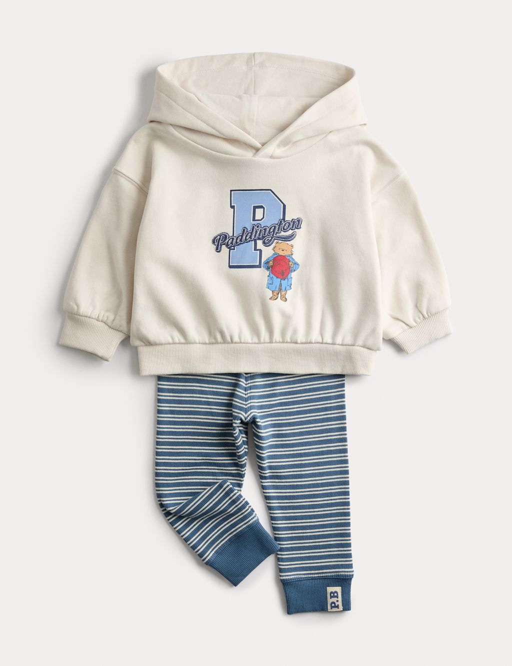 M&S Cotton Rich Paddington&trade; Top & Bottom Outfit (0-3Yrs) - 0-3 Months - Navy Mix, Navy Mix
