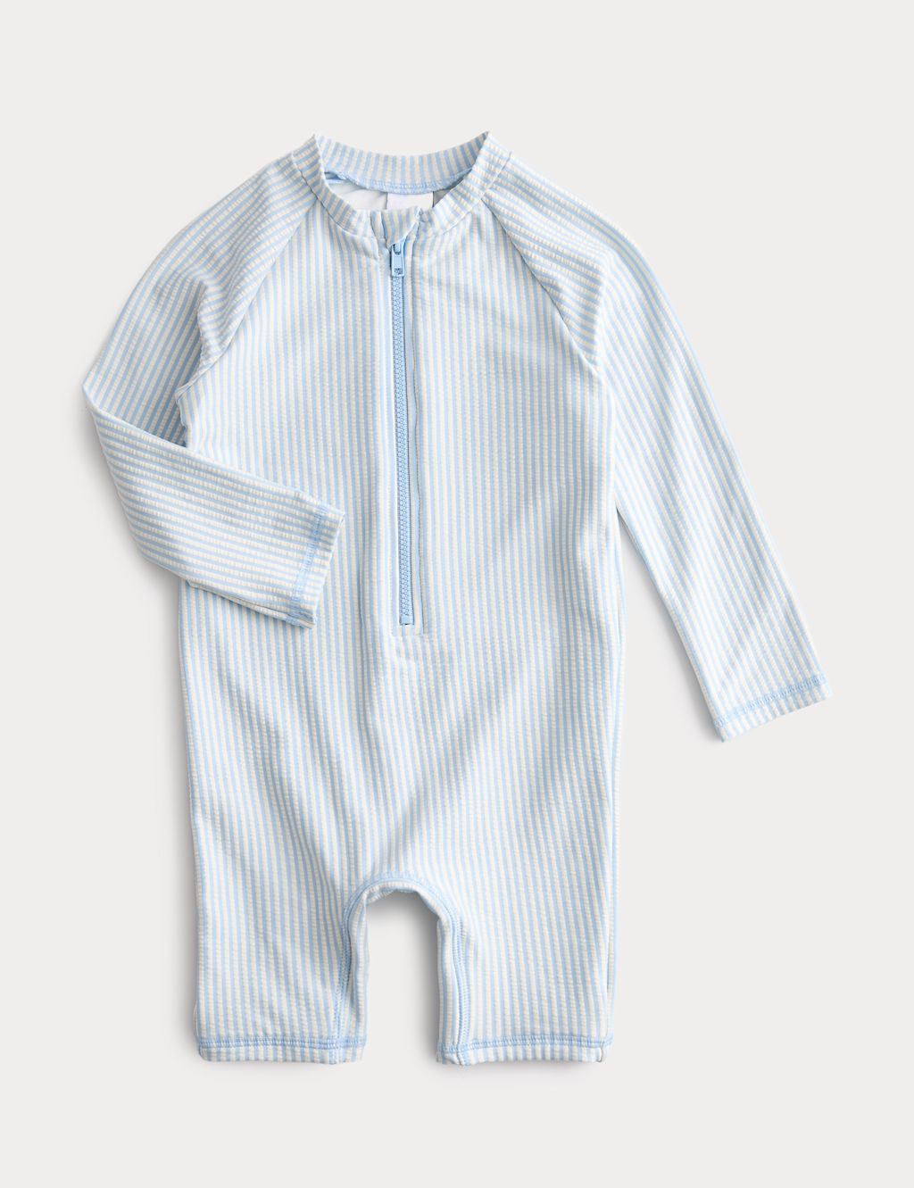M&S Striped Long Sleeve Swimsuit (0-3 Yrs) - 6-9 Months - Blue, Blue