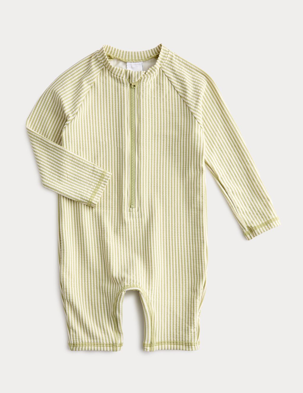 M&S Striped Long Sleeve Swimsuit (0-3 Yrs) - 6-9 Months - Green, Green