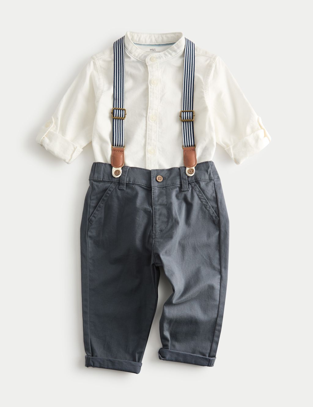 M&S 3pc Cotton Rich Top & Bottom Outfit (0-36 Mths) - 2-3 Years - White Mix, White Mix