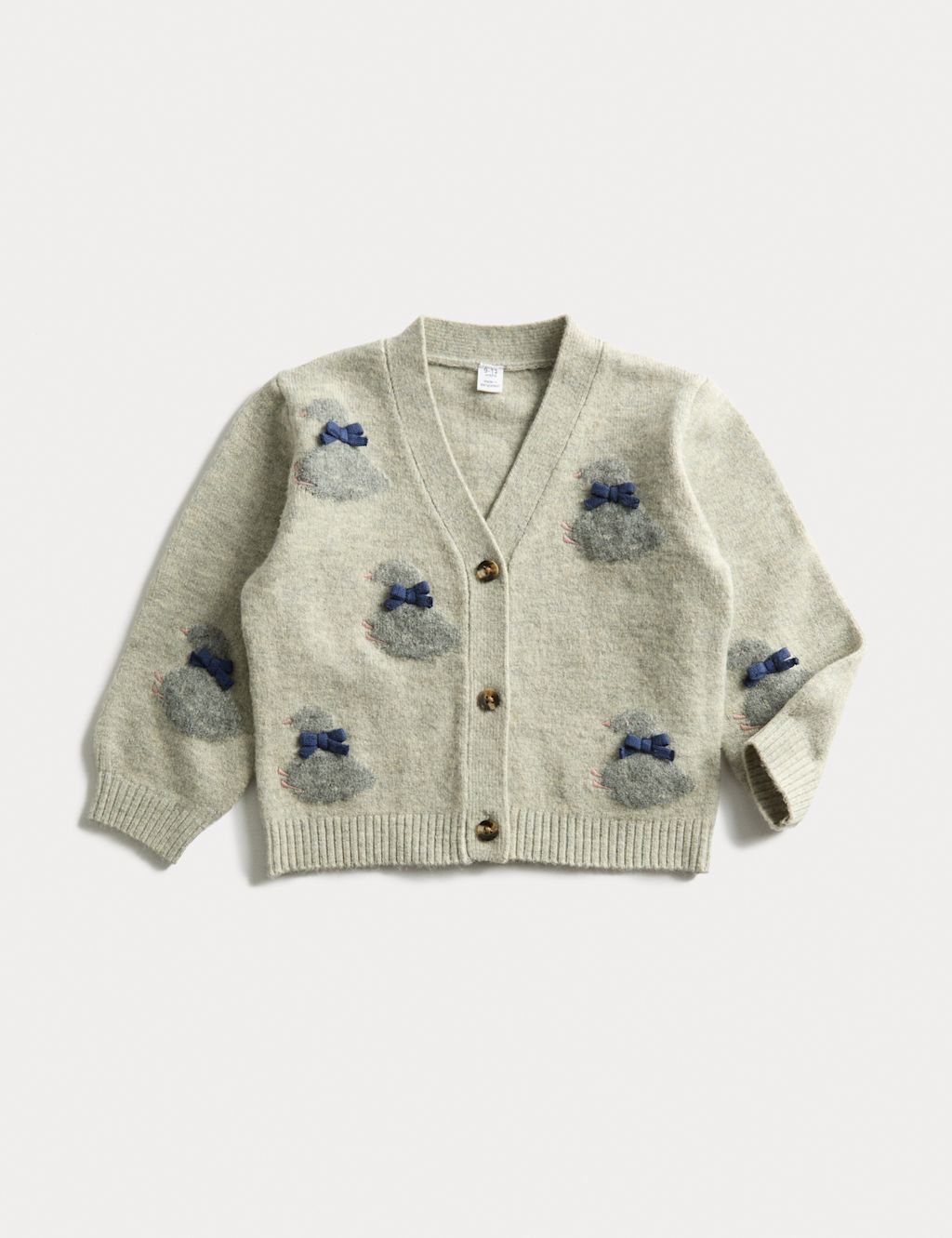 M&S Duck Knitted Cardigan (0-3 Yrs) - 18-24 - Grey, Grey