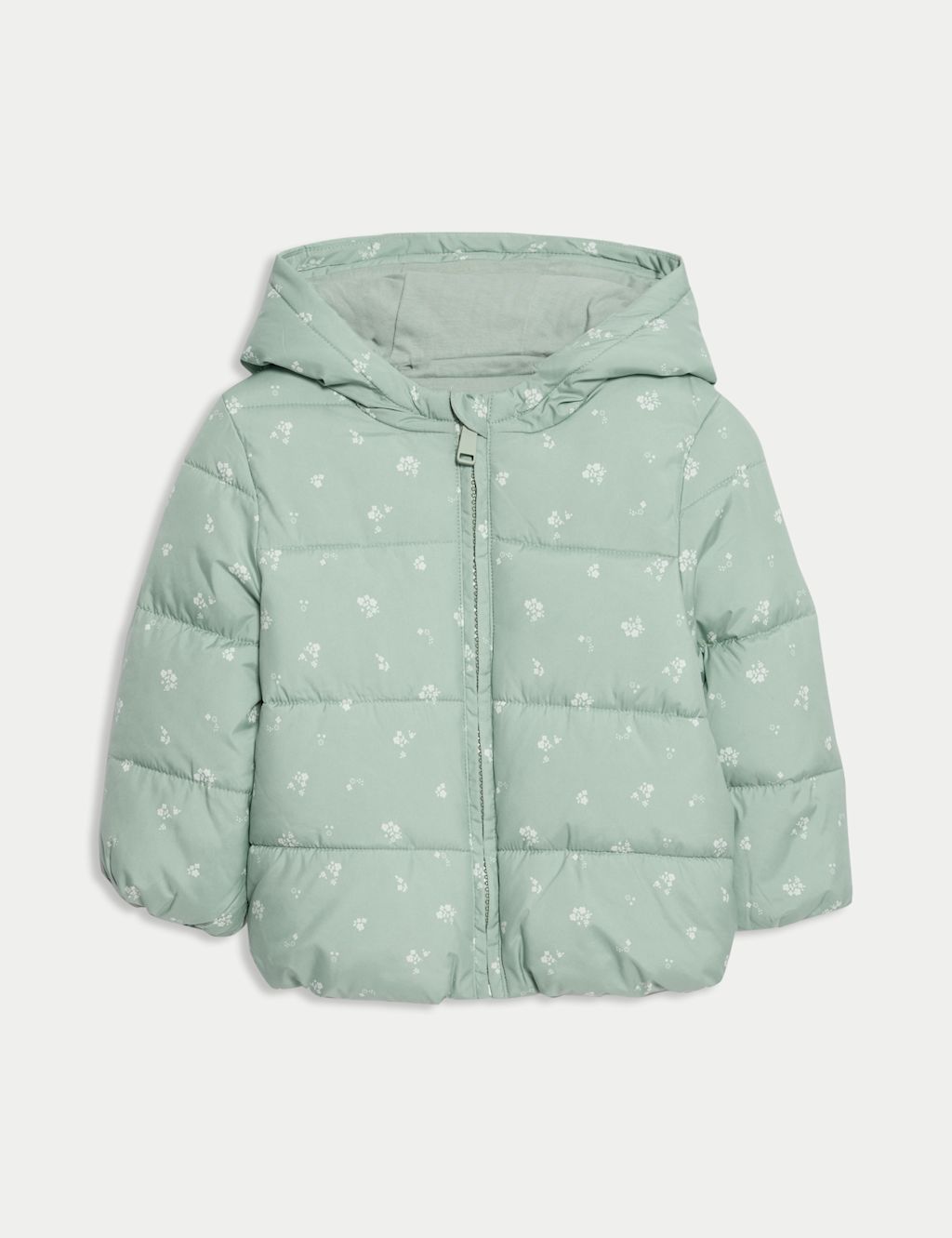 M&S Ditsy Floral Lightweight Padded Coat (0-3 Yrs) - 0-3 M - Green, Green