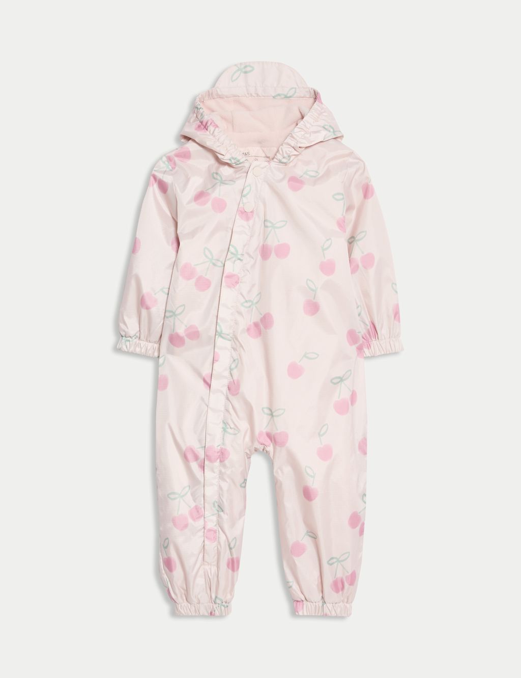 M&S Cherry Print Puddlesuit (0-3 Yrs) - 0-3 M - Pink, Pink