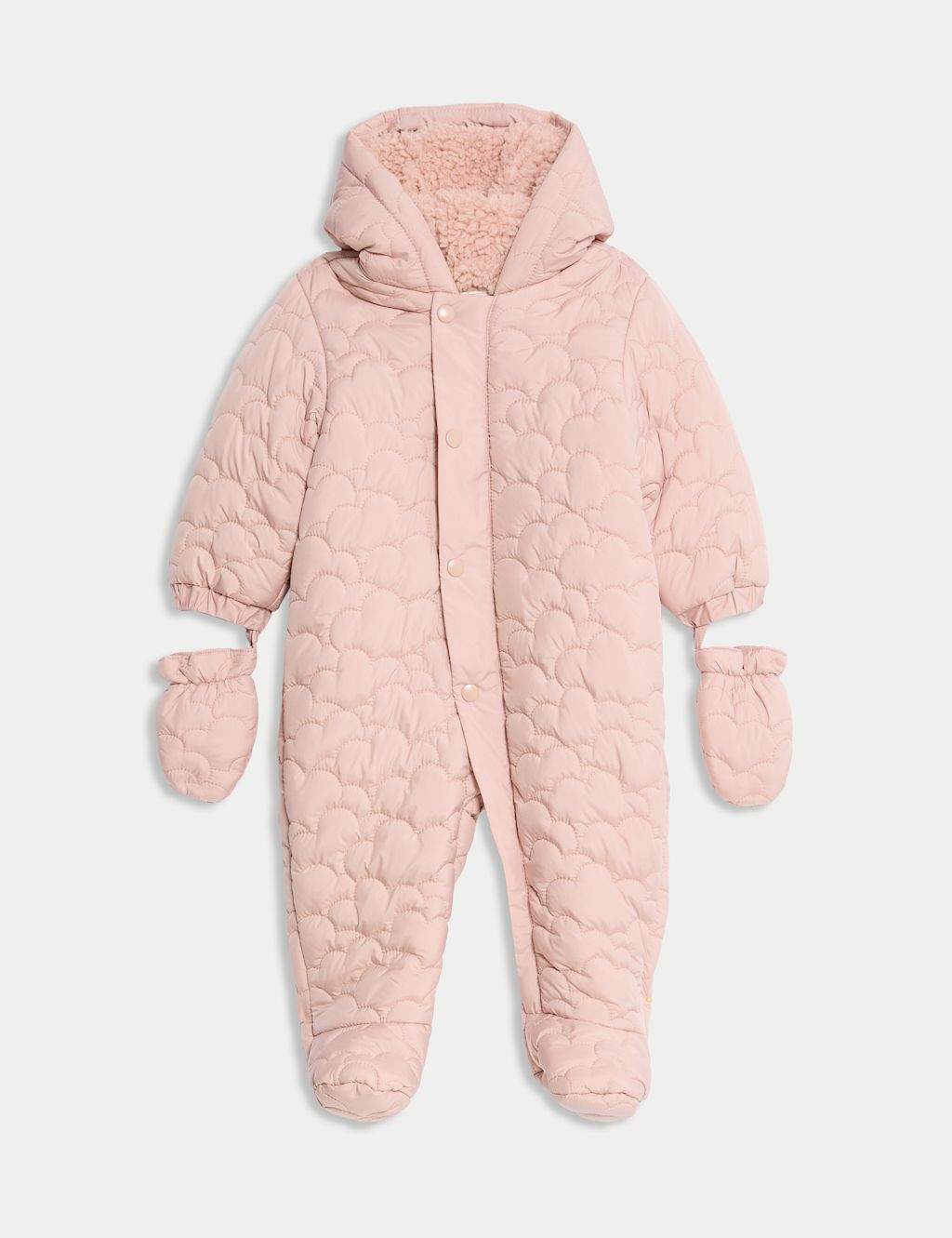 M&S Quilted Hooded Snowsuit (0-3 Yrs) - 0-3 M - Pink, Pink