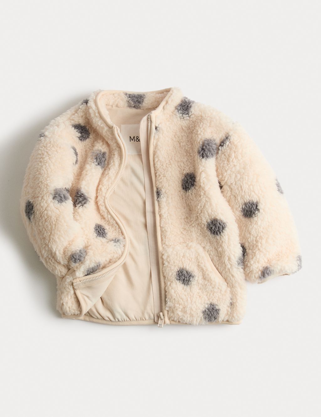 M&S Spot Borg Zip Jacket (0-3 Yrs) - 0-3 M - Cream, Cream