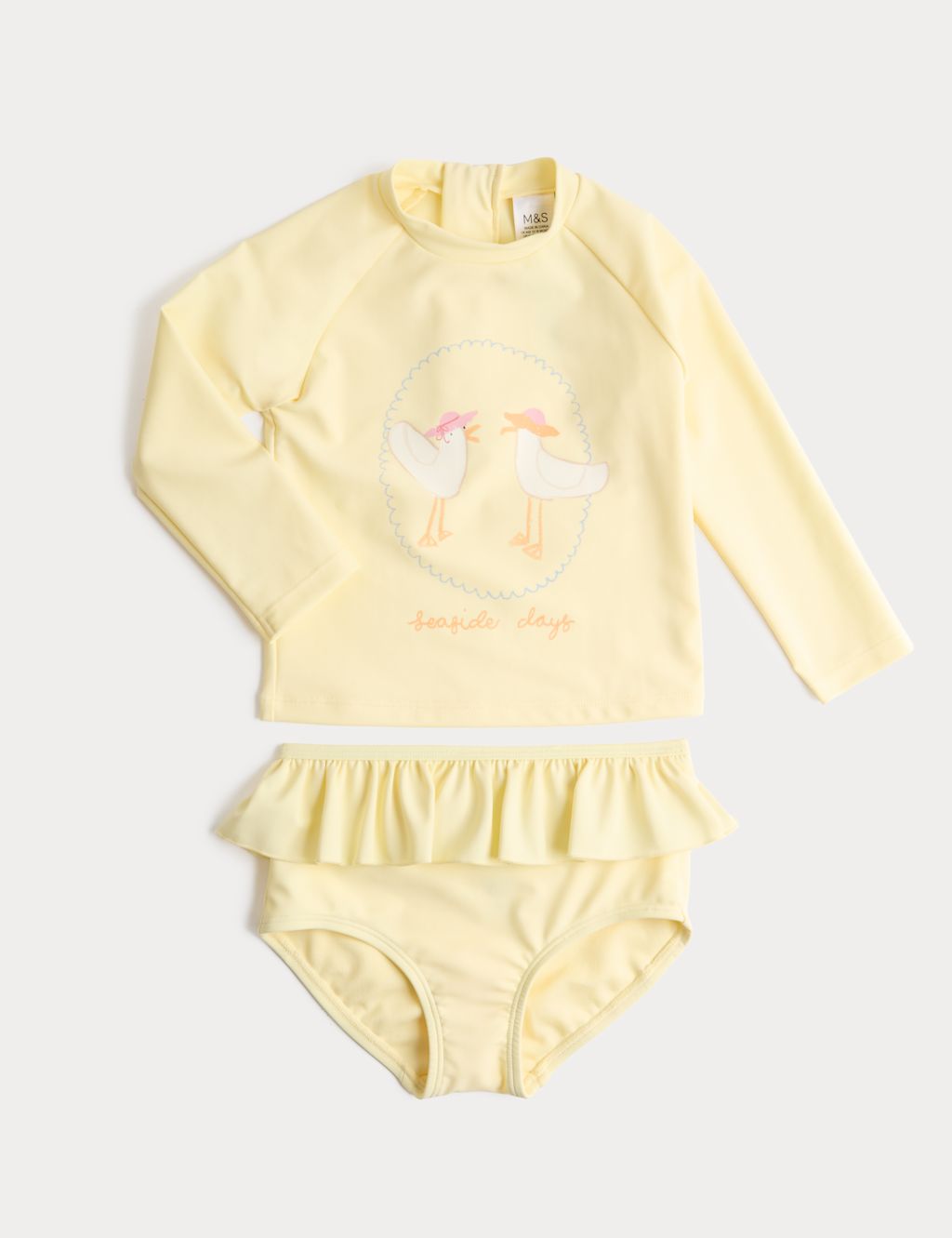 M&S 2 Piece Seagulls Swim Set (0-5 Yrs) - 18-24 Months - Yellow, Yellow
