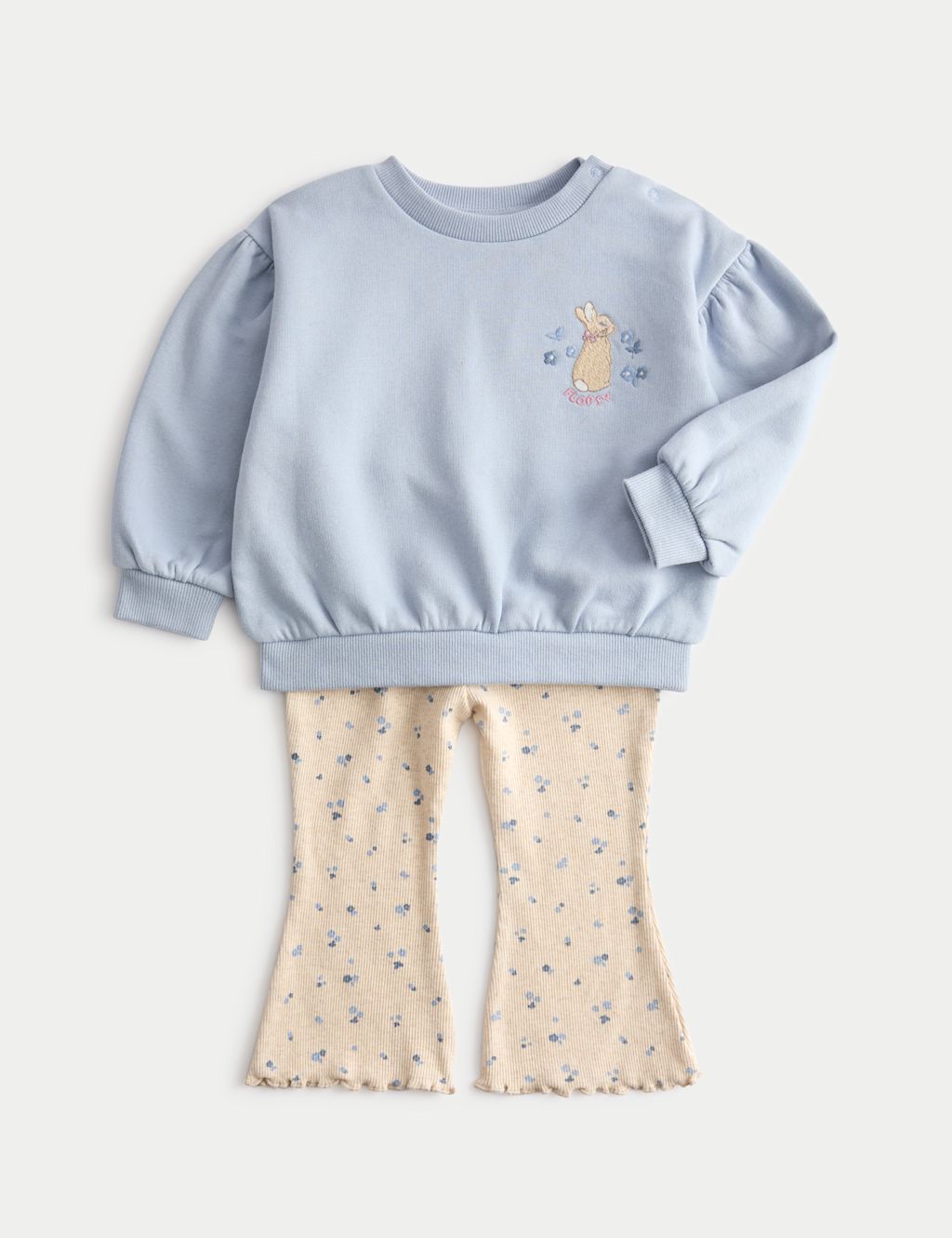 M&S 2pc Cotton Rich Peter Rabbit™ Outfit (0 Mths-3 Yrs) - 0-3 M - Blue Mix, Blue Mix