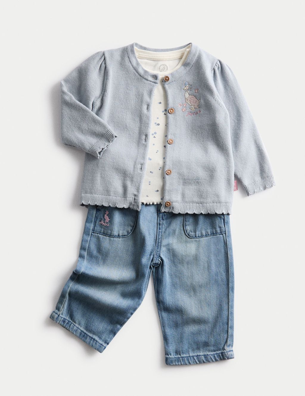 M&S 3pc Peter Rabbit™ Cardigan, Top & Jeans Outfit (0-3 Yrs) - 12-18 - Multi, Multi