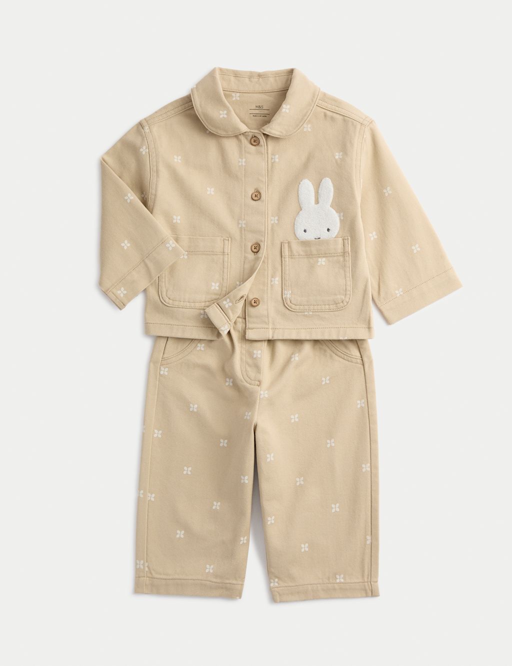 M&S Denim Garment Dyed Miffy&trade; Outfit (0-3 Yrs) - 0-3 Months - Ochre, Ochre
