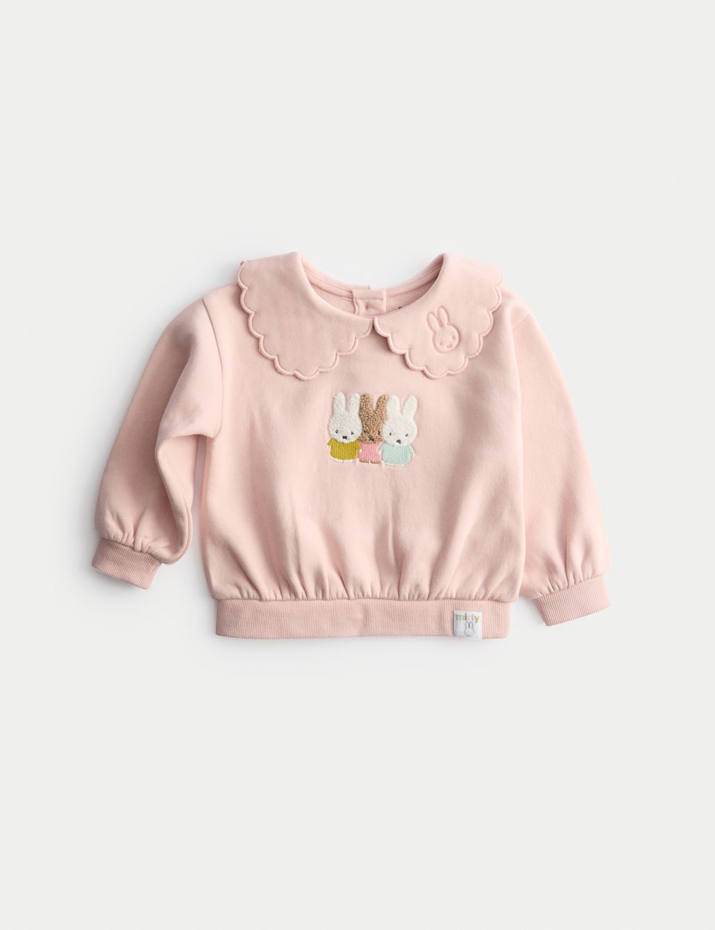 M&S Cotton Rich Miffy™ Collared Sweatshirt (0-3 Yrs) - 0-3 M - Pink, Pink