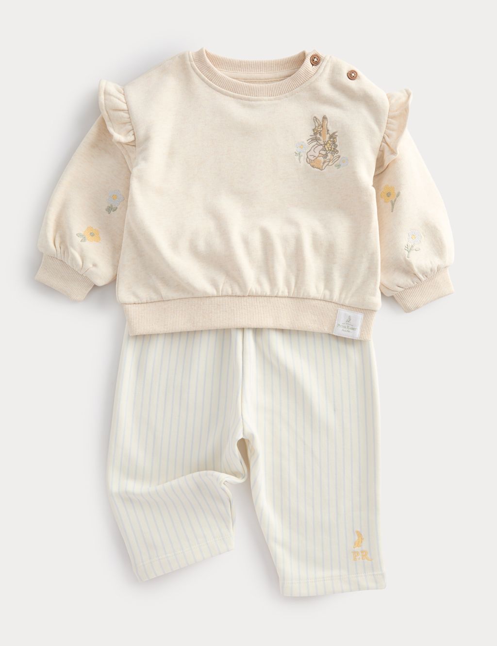 M&S 2 Piece Cotton Rich Peter Rabbit&trade; Sweat Outfit (0-3 Yrs) - 12-18 Months - Cream Mix, Cream Mix