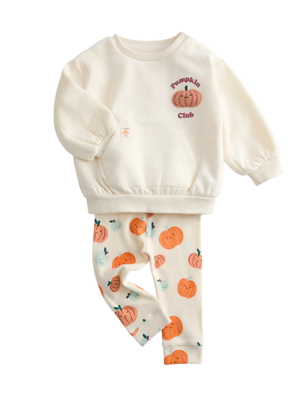 M&S 2pc Cotton Rich Pumpkin Outfit (0-3 Yrs) - 12-18 - Cream, Cream