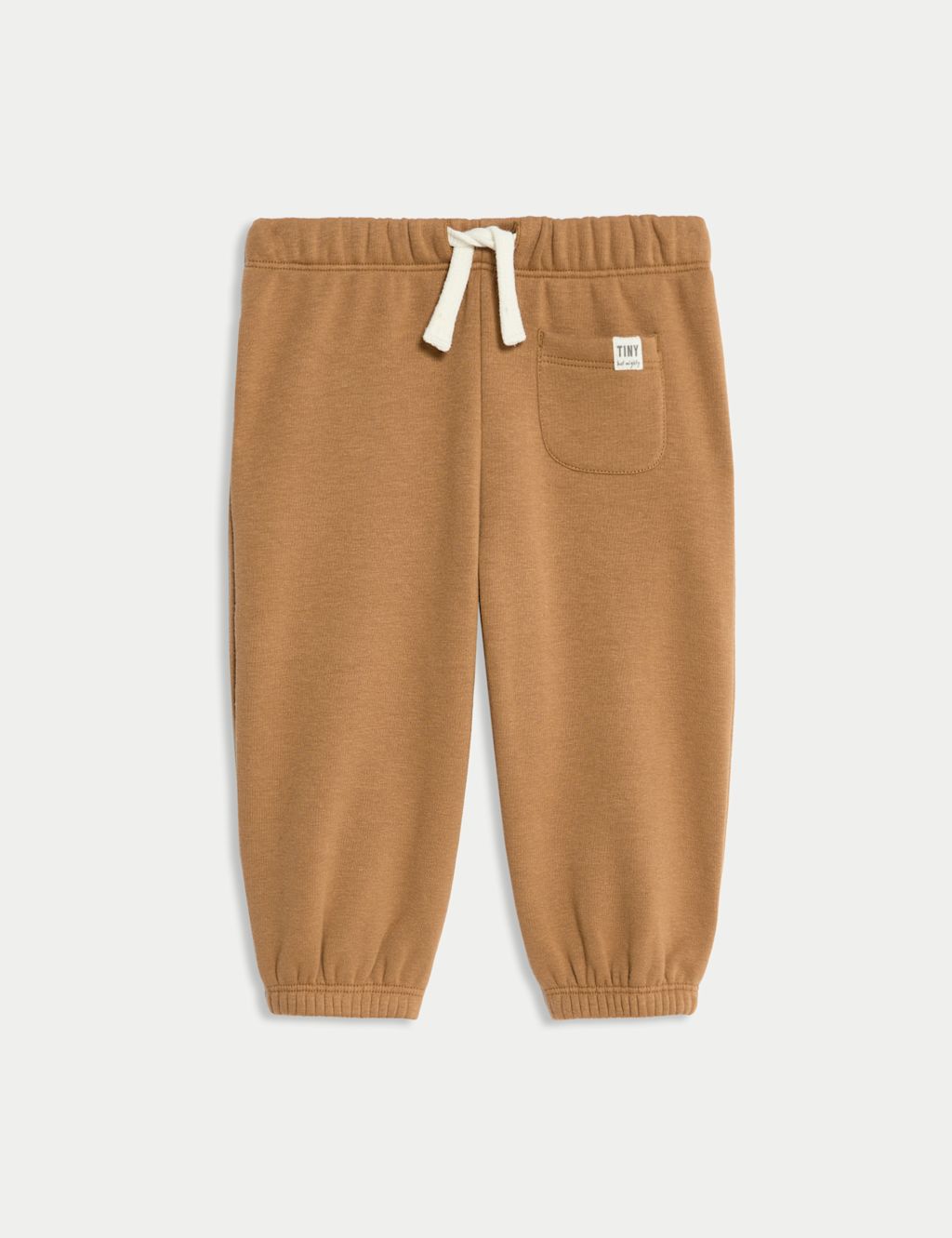 M&S Cotton Blend Fleece Lined Joggers (0-3 Yrs) - 0-3 M - Stone, Stone