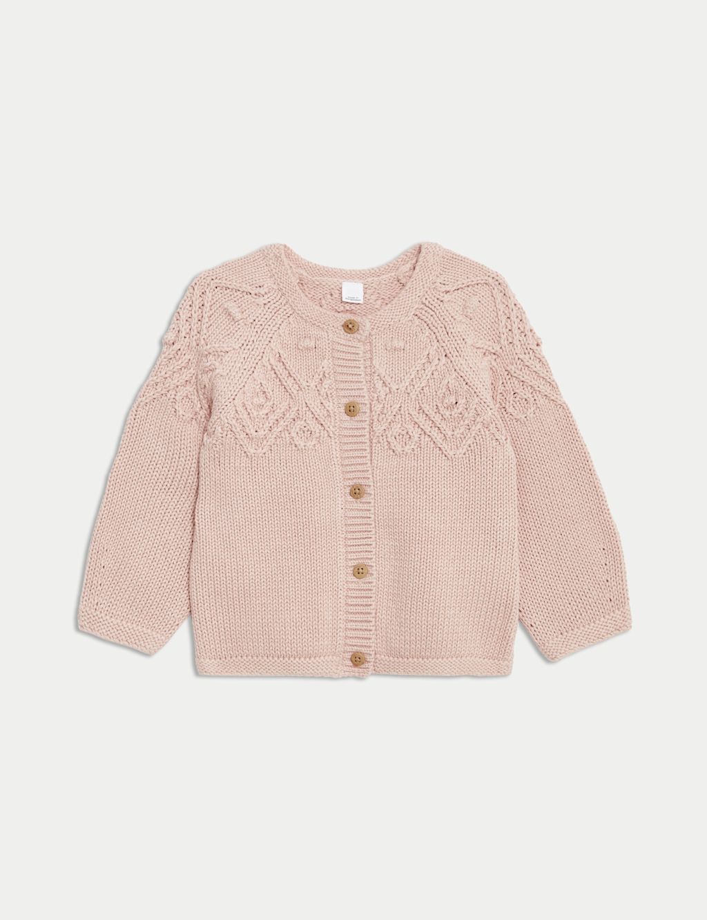 M&S Pure Cotton Patterned Cardigan (0-3 Yrs) - 2-3Y - Pink, Pink