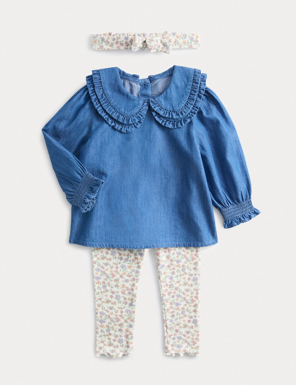 M&S 2pc Cotton Rich Denim Top & Bottom Outfit (0-6 Yrs) - 0-3 M - Denim Mix, Denim Mix