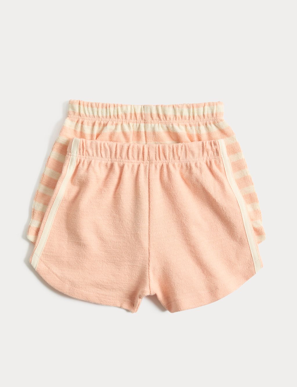 M&S 2 Pack Pure Cotton Side Stripe Shorts (0-5 Yrs) - 0-3 Months - Peach Mix, Peach Mix