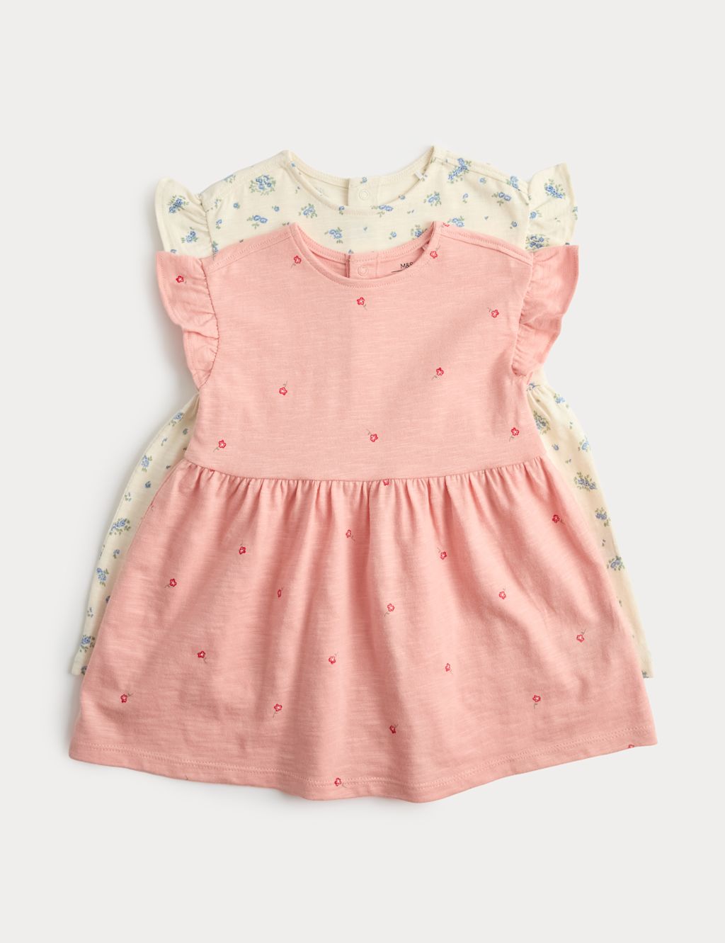 M&S 2 Pack Pure Cotton Jersey Polka Dot Dresses (0-3 Yrs) - 6-9 Months - Multi, Multi