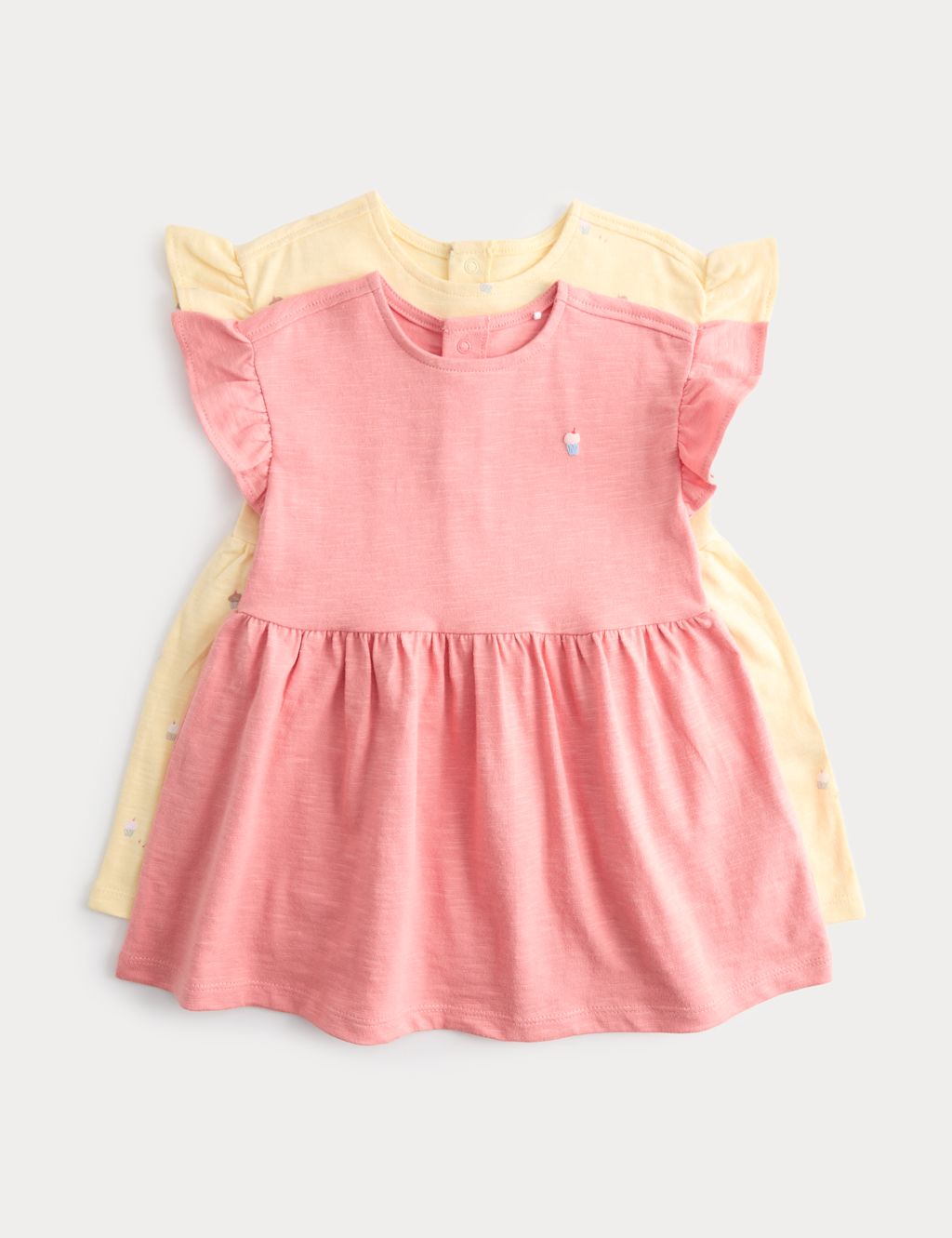 M&S 2 Pack Pure Cotton Jersey Cupcake Dresses (0-3 Yrs) - 0-3 Months - Multi, Multi