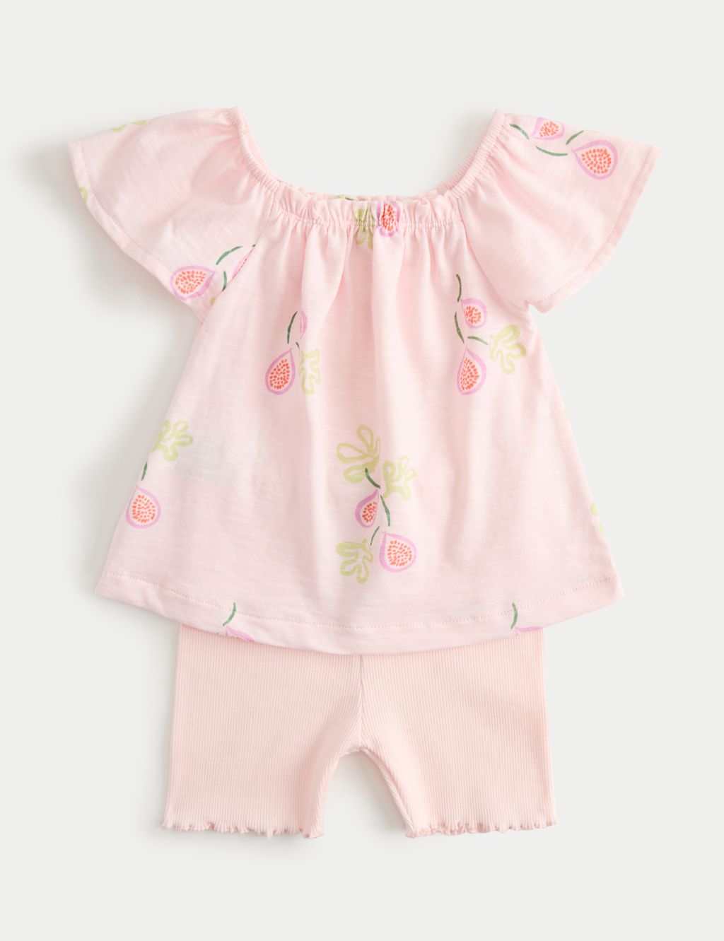 M&S 2 Piece Top & Bottom Outfit (0-5 Yrs) - 0-3 Months - Pink, Pink