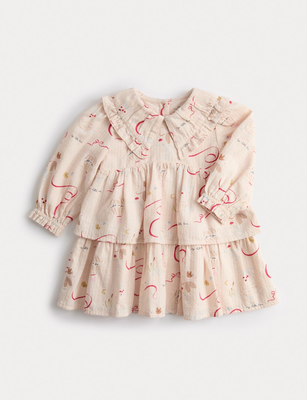 M&S Pure Cotton Peter Pan Collar Mouse Dress (0-3 Yrs) - 2-3Y - Calico Mix, Calico Mix