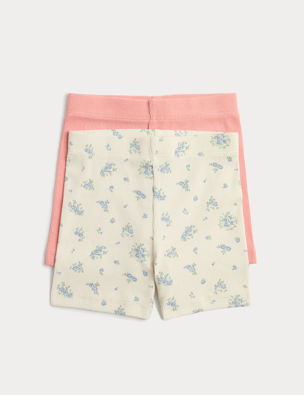 M&S 2 Pack Cotton Rich Cycling Shorts (0-5 Yrs) - 0-3 Months - Pink, Pink