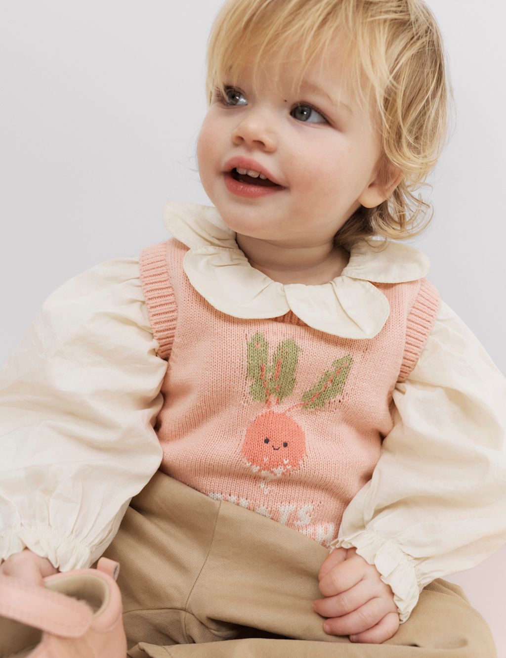 M&S 3 Piece Pure Cotton Tank Top & Trousers Outfit (0-3 Yrs) - 0-3 Months - Pink Mix, Pink Mix