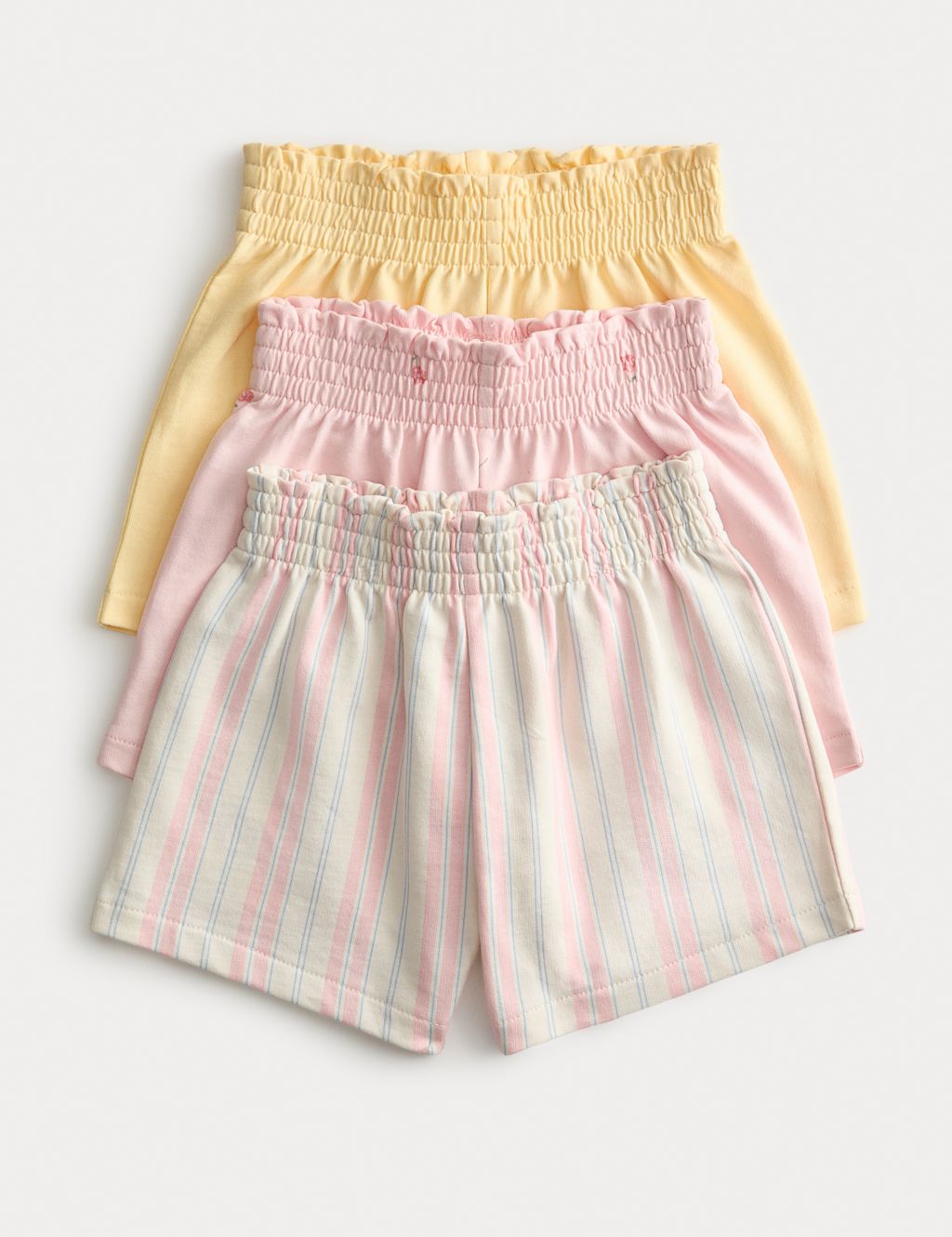 M&S 3 Pack Pure Cotton Multi Pattern Shorts (0-5 Yrs) - 0-3 Months, Multi